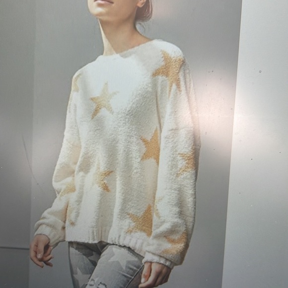 Easel Fuzzy Oversized Sweater New Star Ivory Soft Loose Fit - Picture 2 of 5